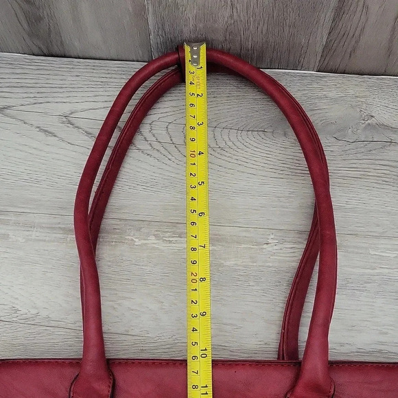 I Love‎ Fashion Faux Leather Red Multi Pocket Shoulder Bag - Picture 10 of 13